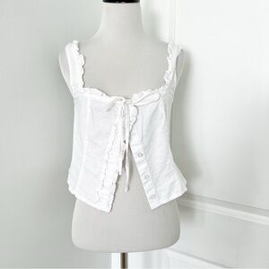 SNDYS. White Ruffle Trim Women's Top - Small